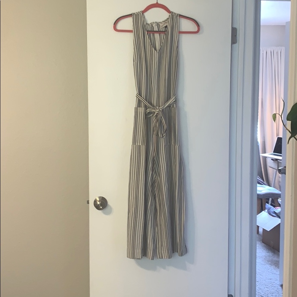 Striped Jumpsuit with built in belt